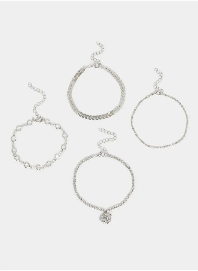 ستايلي Styli Set of 4 - Embellished Drop Anklet