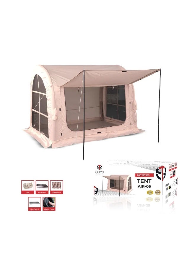 توبيز خيمة تخييم قابلة للنفخ من توبيز 05 مع مضخة سهلة التركيب، مقاومة للماء والرياح، مناسبة لجميع المواسم، خيمة خارجية من أكسفورد، خيمة فاخرة بكابينة، نوافذ وأبواب شبكية - Image 1