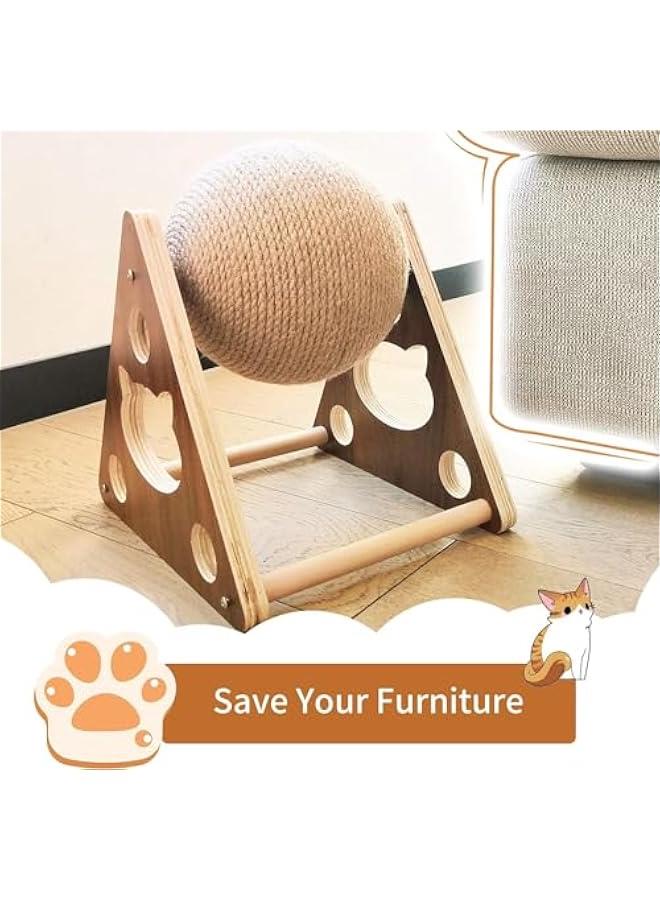 هوكور اي بين كرة خدش للقطط من السيزال، كرة خدش للقطط من السيزال الطبيعي، كرة خدش للقطط والقطط، لعبة خدش خشبية تفاعلية للحيوانات الاليفة - Image 1