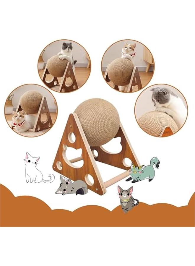 هوكور اي بين كرة خدش للقطط من السيزال، كرة خدش للقطط من السيزال الطبيعي، كرة خدش للقطط والقطط، لعبة خدش خشبية تفاعلية للحيوانات الاليفة - Image 2