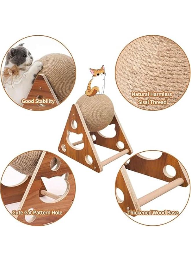 هوكور اي بين كرة خدش للقطط من السيزال، كرة خدش للقطط من السيزال الطبيعي، كرة خدش للقطط والقطط، لعبة خدش خشبية تفاعلية للحيوانات الاليفة - Image 5