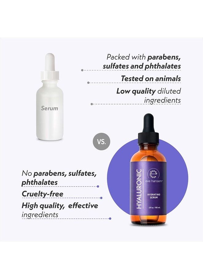 Eve Hansen - Hyaluronic Acid Serum for Face (2 oz) | Hydrating Face Serum with Vitamin C + E, Wrinkle Filler, Moisturizer, and Natural Plumper | Cruelty Free, Vegan Anti Aging Serum - Image 1