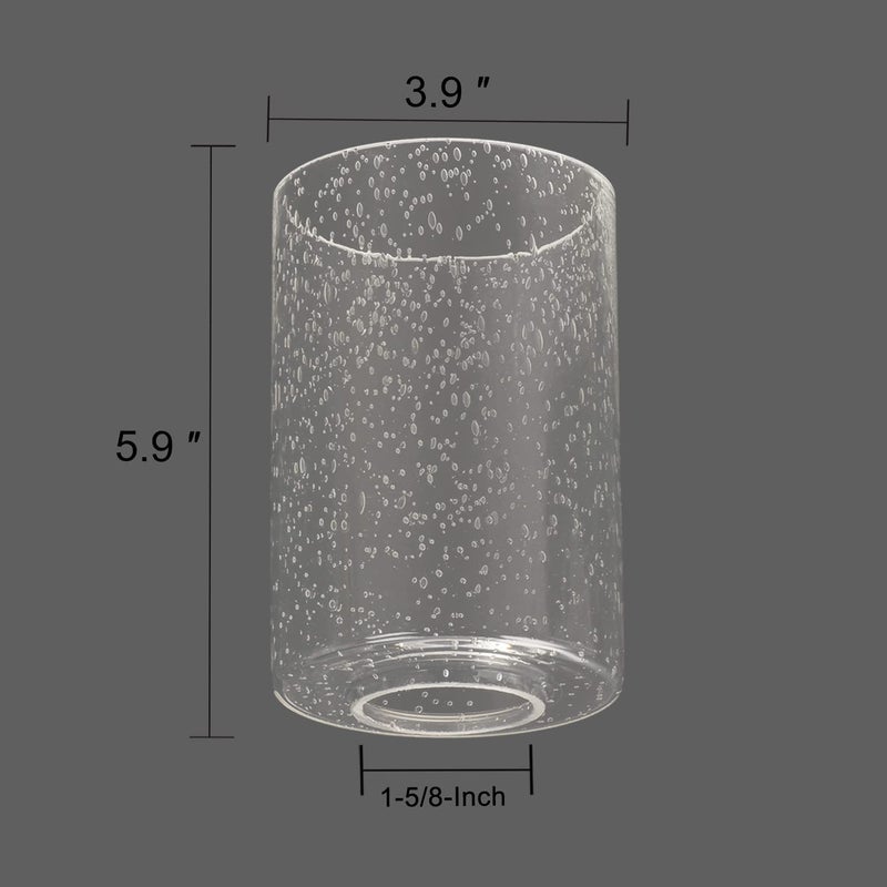 Voguad Clear Seeded Glass Cylinder Lamp Shade 2 Pack, Lighting Fixture Replacement Globe Cover for Chandelier Pendant Light Wall Sconce, 1 5/8 inch Fitter - Image 5
