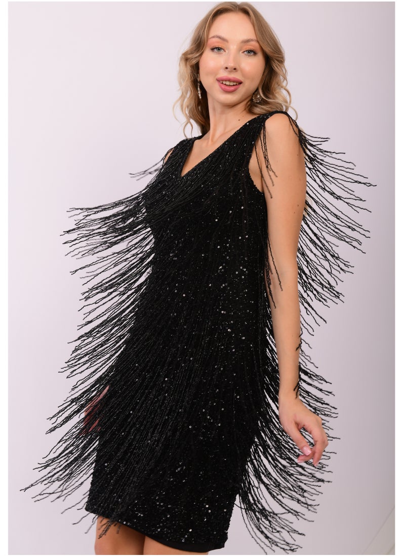 Black Glamour Fringe Sequin Party Dress - pzsku/Z7DC0E4E2BE8DADFA76ADZ/45/_/1737294789/cab94201-a015-432b-8ac9-9d7c37585a36