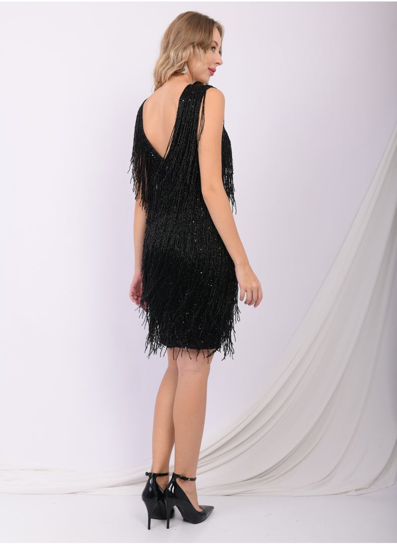 Black Glamour Fringe Sequin Party Dress - pzsku/Z7DC0E4E2BE8DADFA76ADZ/45/_/1737294792/ba0e3238-7f03-41bb-80cf-97e948b30faf