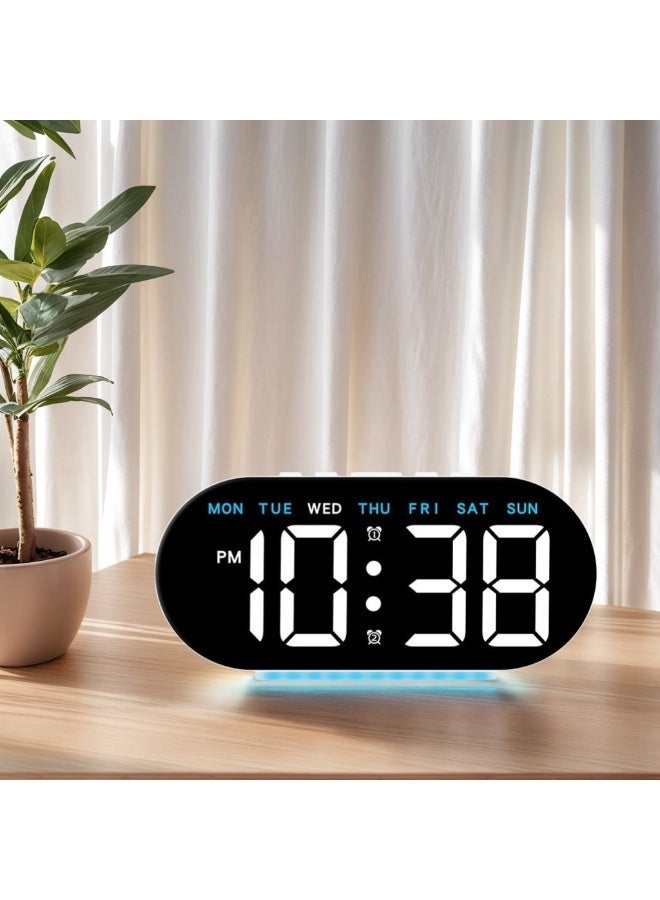 ألاماريك ساعة منبه رقمية 7.8 بوصة، ساعة رقمية LED بضوء محيط، ساعة رقمية بعرض اليوم/التاريخ/درجة الحرارة/الإضاءة التلقائية/منبه مزدوج/إيقاف مؤقت - 12/24 ساعة، مثالية للنوم العميق، للأطفال، لكبار السن، في المنزل أو المكتب - Image 1