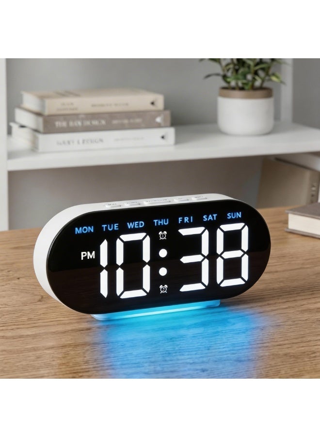 ألاماريك ساعة منبه رقمية 7.8 بوصة، ساعة رقمية LED بضوء محيط، ساعة رقمية بعرض اليوم/التاريخ/درجة الحرارة/الإضاءة التلقائية/منبه مزدوج/إيقاف مؤقت - 12/24 ساعة، مثالية للنوم العميق، للأطفال، لكبار السن، في المنزل أو المكتب - Image 2