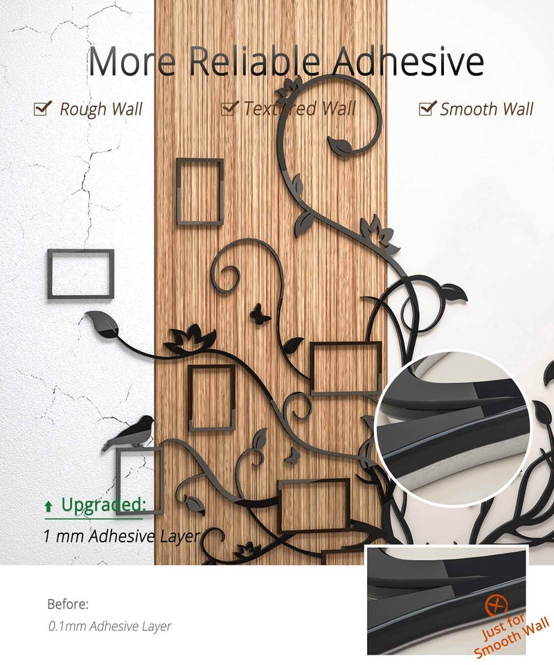 DecorSmart Antlers Family Tree Wall Decor for Living Room, 3D Removable Picture Frame Collage DIY Acrylic Stickers with Deer Head and Quote Family Like Branches on a Tree - Image 4