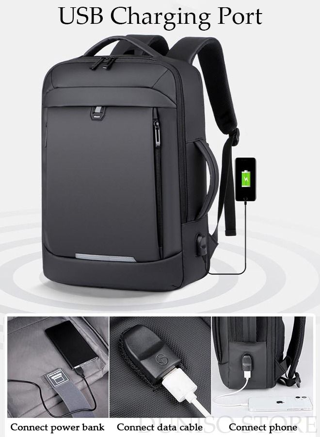 DUNISO Business Travel Laptop Backpack Anti-Theft Durable Computer Backpack with USB Charging Port and Reflective Strip Large Capacity College School Backpack for Men & Women Fits 15.6 Inch Notebook - Image 2