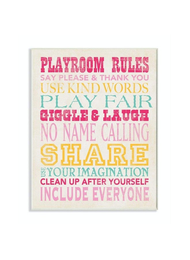 Stupell Industries Stupell Home Décor Playroom Rules Typography In Pinks Yellow And Blue Canvas Wall Art 16 X 20 Multicolor - Image 2