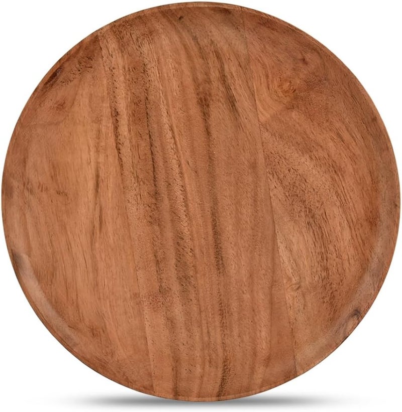 NIRMAN Acacia Wood Dinner Plates Set of 4 for Dishes Snack Dessert Natural Wood Plates Serving Dinnerware Plate for Dinner 8 x 8 x 075 - Image 3