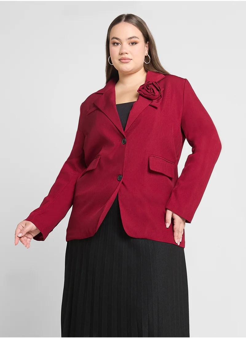 Ginger Plus Tailored Blazer With Crosage Applique