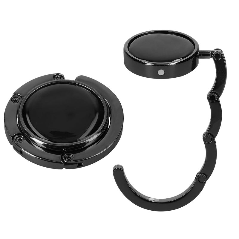kwmobile Purse Hook for Table - Set of 2 Purse Holder - Folding Handbag Hanger - Portable Bag Holder - Bag Hooks for Desk - Table Hook Black - Image 1