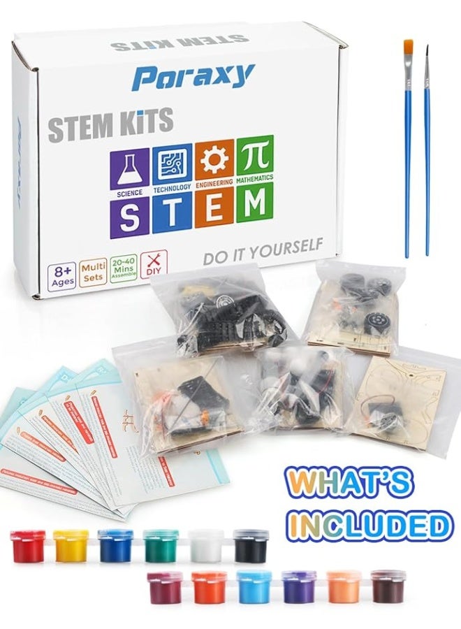 Poraxy مجموعة بوراكس STEM للأطفال من عمر 8-10-12، 6 مجموعات من نماذج السيارات، ألغاز خشبية ثلاثية الأبعاد، مشاريع تجريبية علمية تعليمية، ألعاب بناء، هدايا للأولاد والبنات من عمر 8 9 10 11 12 13 سنة - Image 3