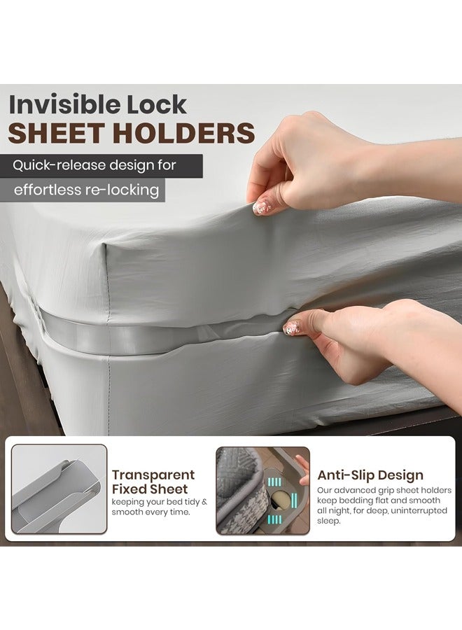 Fanski 4 Pack Lock Sheet Holders, Bed Sheet Holder, Fitted Sheet Straps Keep Sheets Firm & Tight, Bed Sheet Holders for Corners, Universal fit King, Queen, Twin Sized beds - Image 2