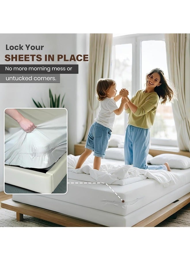 Fanski 4 Pack Lock Sheet Holders, Bed Sheet Holder, Fitted Sheet Straps Keep Sheets Firm & Tight, Bed Sheet Holders for Corners, Universal fit King, Queen, Twin Sized beds - Image 3