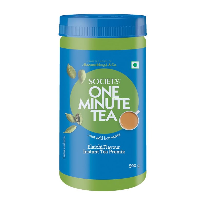 Society One Minute Tea | Elaichi Flavour | Jar | Made with Cardamom | Flavoured Instant Tea | 500g | Pack of 1 - Image 1