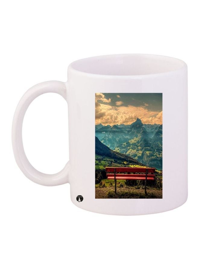 RYN Mountain Printed Coffee Mug White/Red/Green 11ounce
