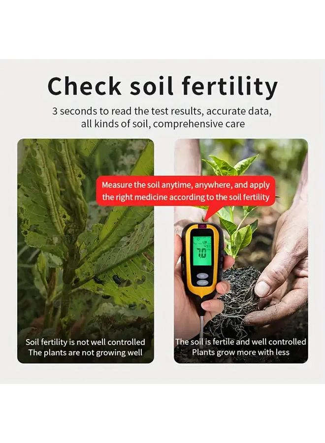 6 In 1 Soil Tester Digital Moisture Meter Portable pH Temperature Sunlight Humidity Fertility Sensor Without Batteries - Image 4