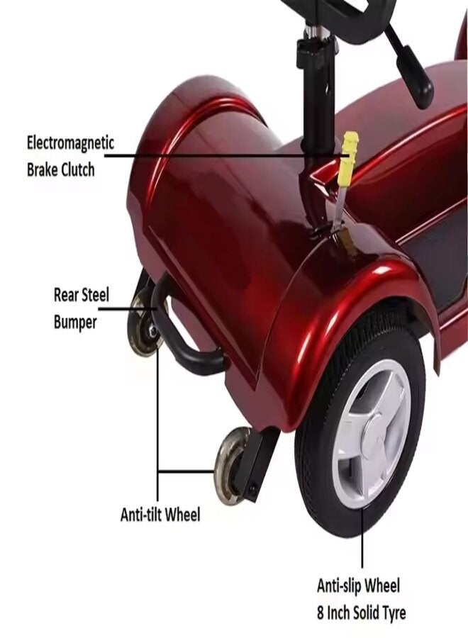 SUNCART Dragonfly X-01 Folding Electric 4 Wheel Mobility Scooter with Front Storage Basket, LED Head Light, Break Light & Adjustable Seat Electric Wheelchair - Blue - Image 3