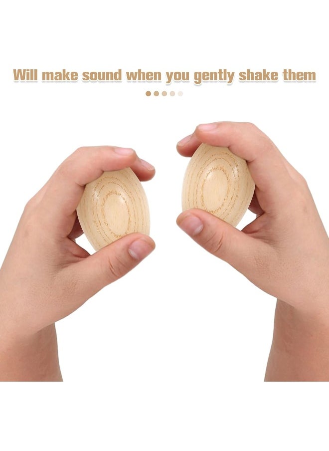 NUOBESTY - NUOBESTY Wooden Rattle Eggs Musical Egg Shaker Eggs Maracas Shaker Percussion Instruments Music Toy for Baby Children Pack of 2 - Image 1
