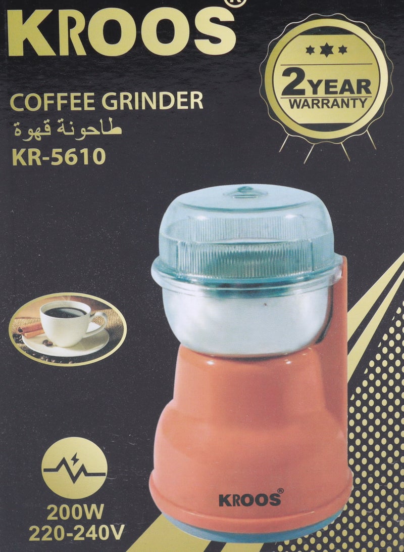 KROOS Coffee Grinder with Stainless Steel Bowl and Blades - 50g Capacity for Coffee Beans, Spices, Nuts, Cardamom - Easy to Use and Energy Saving 200W - Image 3