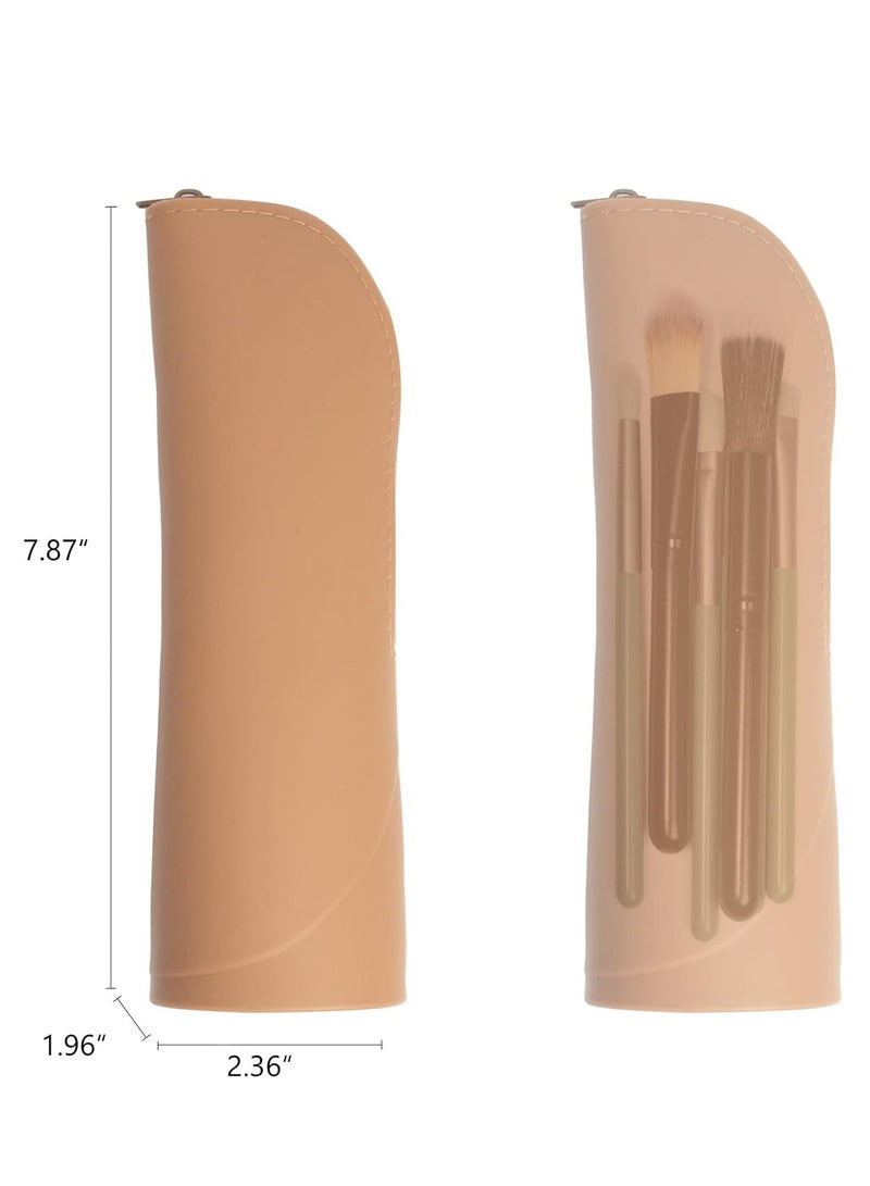 Oasisgalore Travel Makeup Brush Holder,Portable Make Up Organizer Bag Case,Cosmetic Pouch for Women Men (2-Brown). - Image 4
