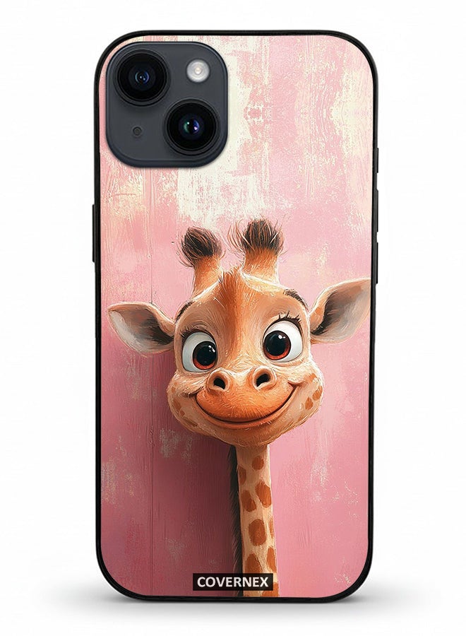 Covernex Apple iPhone 14 Protective Case Cover Printed Featuring Sweet Giraffe Close Up Art - Image 2