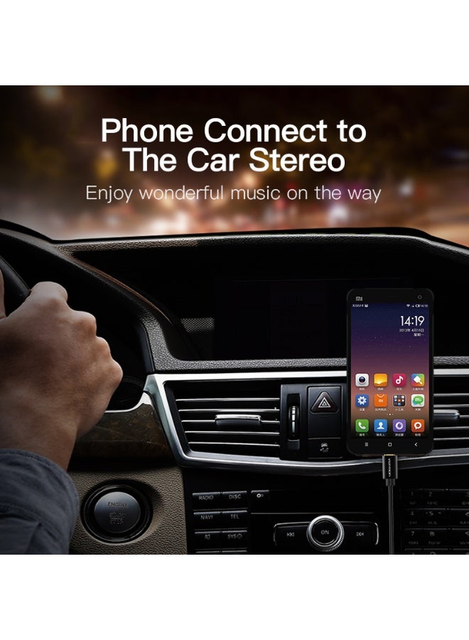 VENTION Type-C to 3.5mm Male Spring Audio Cable 1M Black Metal Type Model # BGABF - Image 2