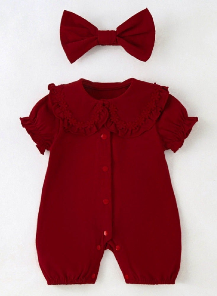Gerenic Baby Girl Apparel Set, Cute Baby Jumpsuit, Infant Party Outfit with Butterfly Knot - Image 1