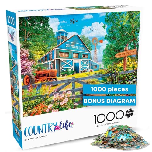 Buffalo Games 1000 Piece Jigsaw Puzzle Dominic Davison Oak Valley Farm Made in USA Premium Recycled Board FullColor Poster Giftable - Image 1
