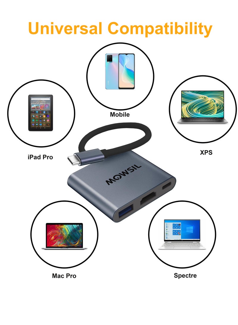 MOWSIL USB C Hub 3-in-1 Type C to 3 Ports USB 3.0 Adapter USB Dongle with Nylon Braided Cable Laptop Accessories High-Speed USB Splitter Compatible with MacBook Pro/Air, iPad Pro, Dell, iMac,etc - Image 1