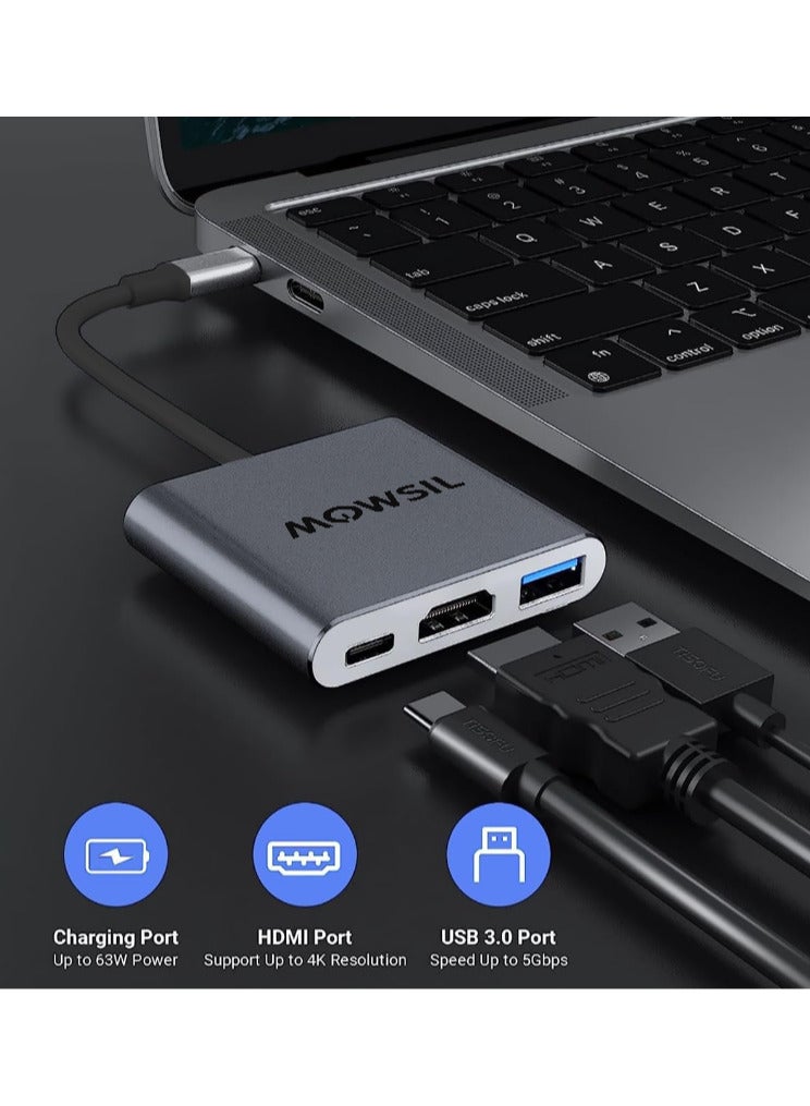 MOWSIL USB C Hub 3-in-1 Type C to 3 Ports USB 3.0 Adapter USB Dongle with Nylon Braided Cable Laptop Accessories High-Speed USB Splitter Compatible with MacBook Pro/Air, iPad Pro, Dell, iMac,etc - Image 2