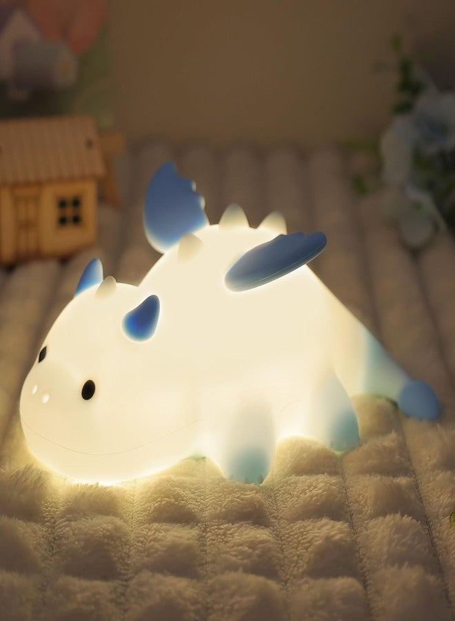 Ammonite Dragon Night Light, Cute Dragon Lamp with 8 Color Lights, Soft Silicone Kids Nursery Nightlight LED Touch Light, Kids Bedroom Decor as Xmas Birthday Gifts - Image 1