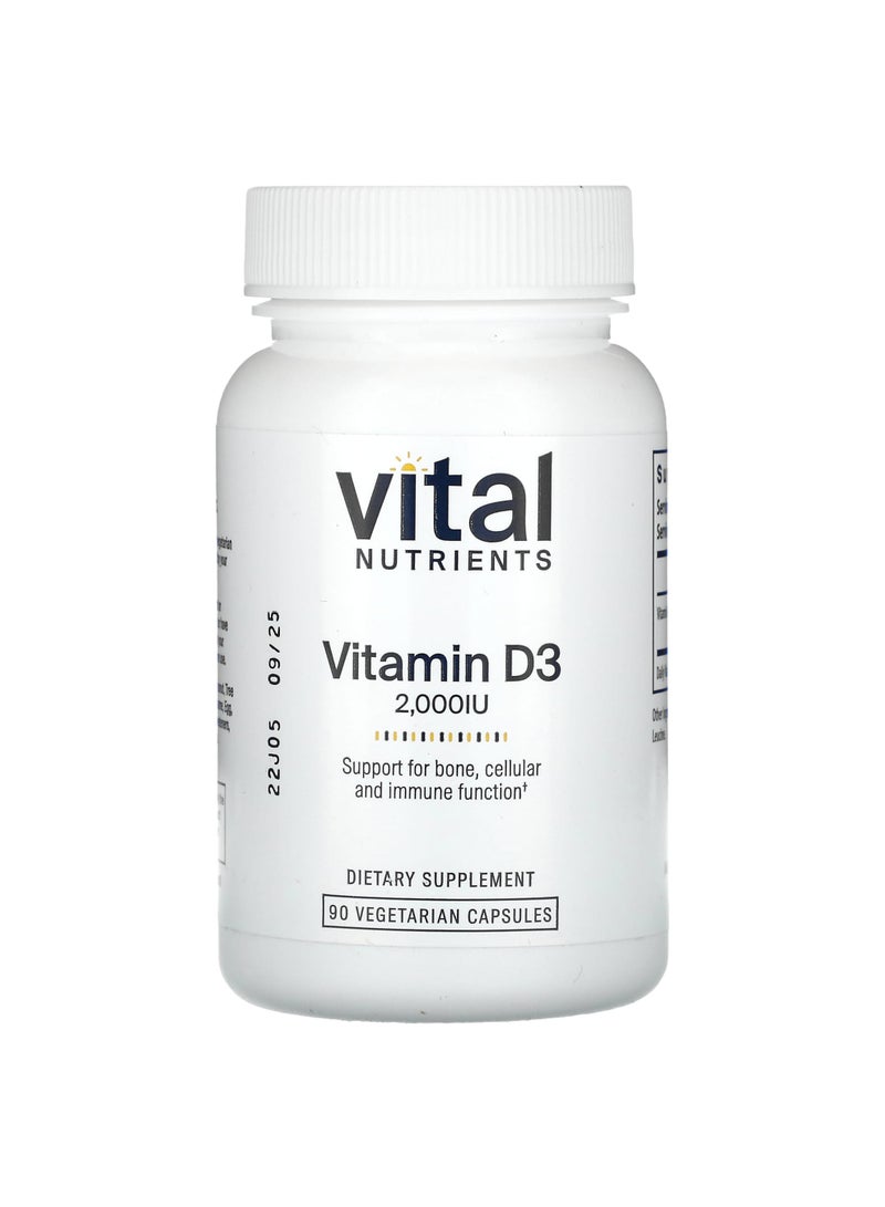 Vital Nutrients Vitamin D3, 2,000 IU, 90 Vegetarian Capsules