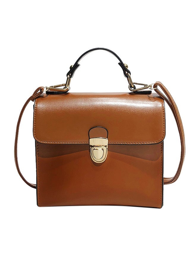 Pure Color Cover Retro Elegant Versatile Bag Brown