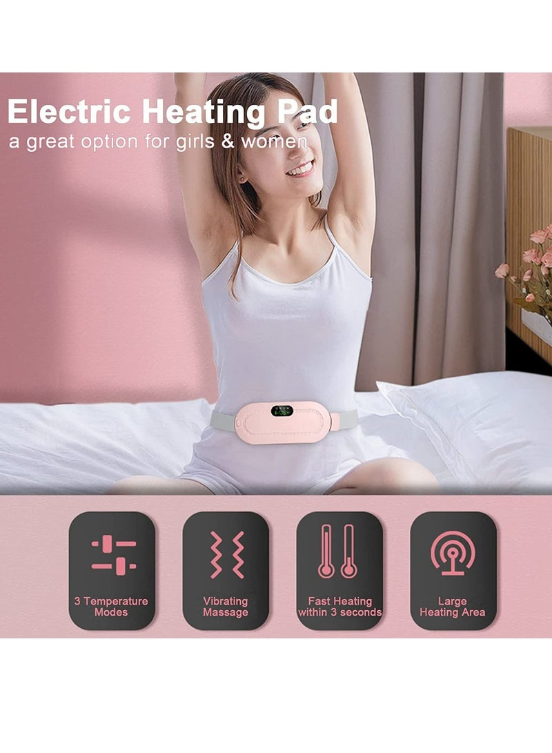 Portable Cordless Heating Pad Electric Waist Belt Device Fast Heating 3 Temperature Modes 4 Vibration Massage Speeds for Back Pain Relief USB Charging Belly Heating Pad for Girls and Women - Image 4