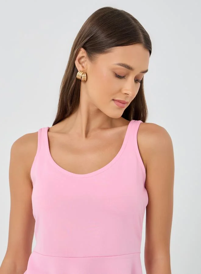 Styli Styli Solid Sleeveless Peplum Top