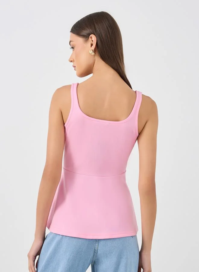 Styli Styli Solid Sleeveless Peplum Top