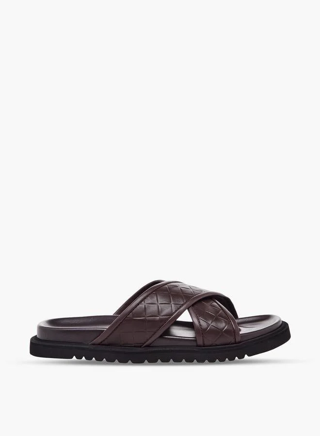 دوتشيني Men Quilted Criss-Cross Comfort Sandals
