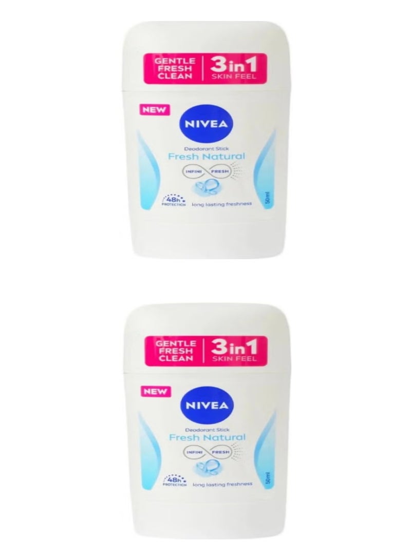 نيفيا مزيل عرق نيفيا ستيك فريش ناتشورال - 2*50 مل (عبوة من قطعتين) - Image 1