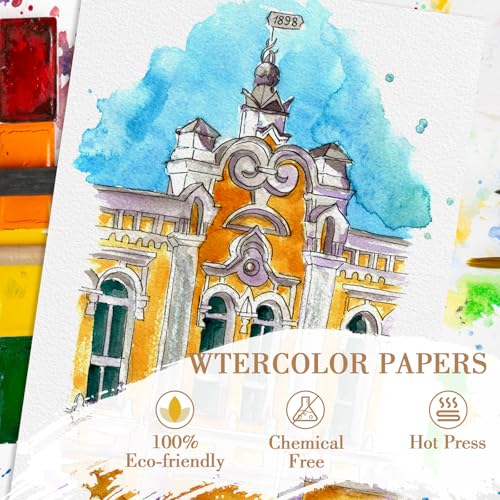 KINLINK 100PCS 5x7 Watercolor Paper Bulk, 140lb/300g Cold Press Thick Water Color Paper Pad for Kid Child Adult, White Art Paper for Drawing Painting Markers Gouache, Textured Cotton Paper Sheets - Image 3