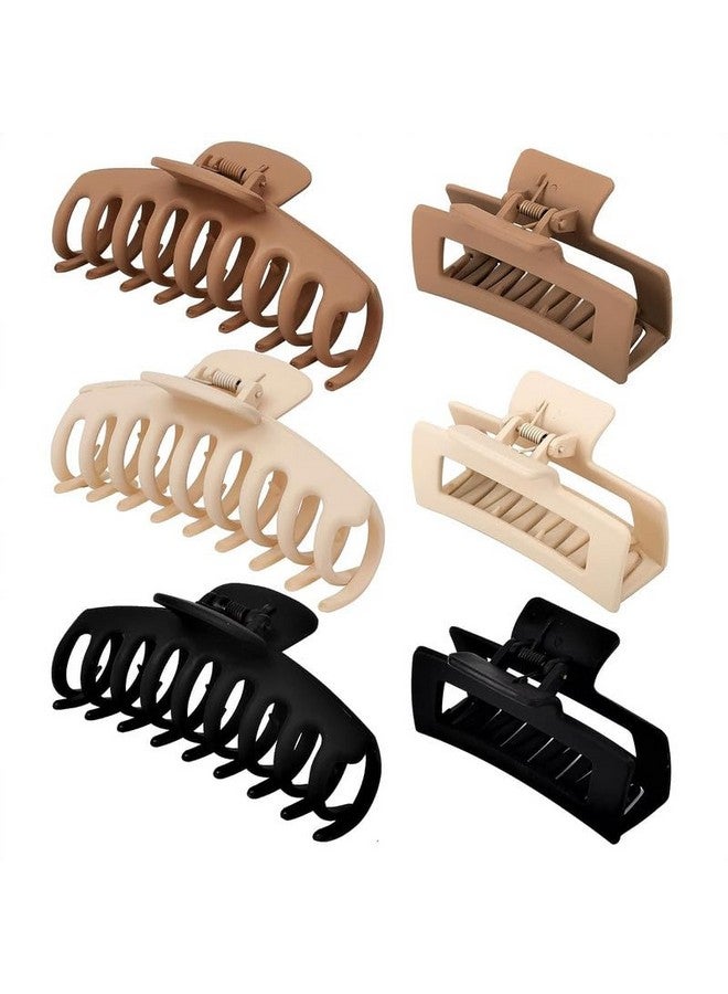 CHIROGRAPHY 6pcs Big Hair Clips For Women Thick Hair Claw Clips Neutral Color Claw Clips Strong Banana Hair Clips Large Plastic Hair Clip For Girls Thin Curly Long Hair (MULTICOLOR) - Image 1