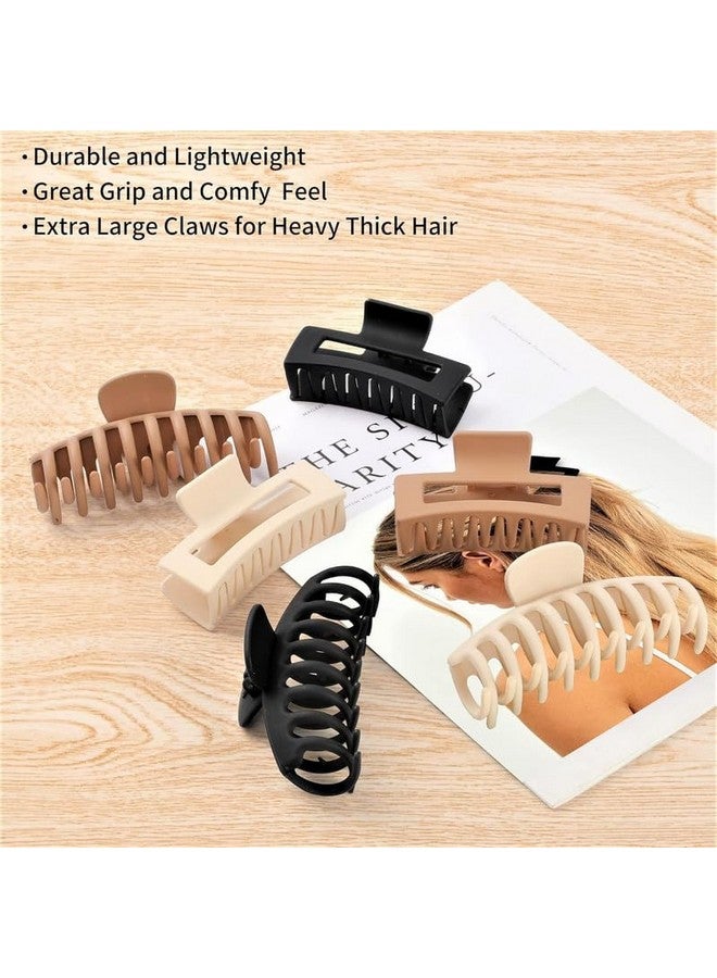 CHIROGRAPHY 6pcs Big Hair Clips For Women Thick Hair Claw Clips Neutral Color Claw Clips Strong Banana Hair Clips Large Plastic Hair Clip For Girls Thin Curly Long Hair (MULTICOLOR) - Image 2