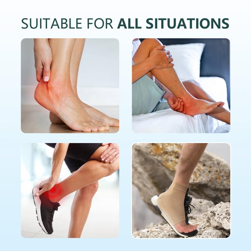 Promifun Achilles Tendon Heel Protector Compression Padded Sleeve Socks Premium Gel Heel Socks for Haglunds Bump  Bursitis  Tendonitis & Tenderness - 1 Pair - (Beige) - L - Image 5