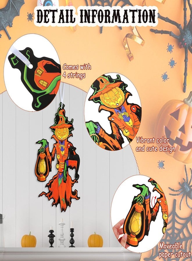 Quzzil Vintage Halloween Party Decoration Jointed Figures Halloween Door Hangers Jointed Witch Pumpkin Skeleton Black Cat Paper Cutouts for Party Door Wall Ornaments - Image 4