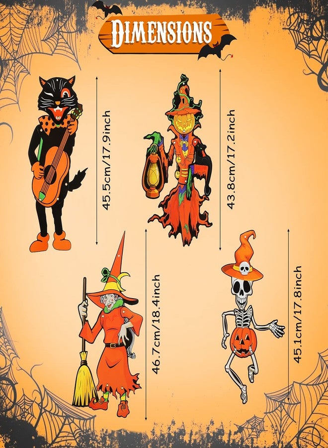 Quzzil Vintage Halloween Party Decoration Jointed Figures Halloween Door Hangers Jointed Witch Pumpkin Skeleton Black Cat Paper Cutouts for Party Door Wall Ornaments - Image 3