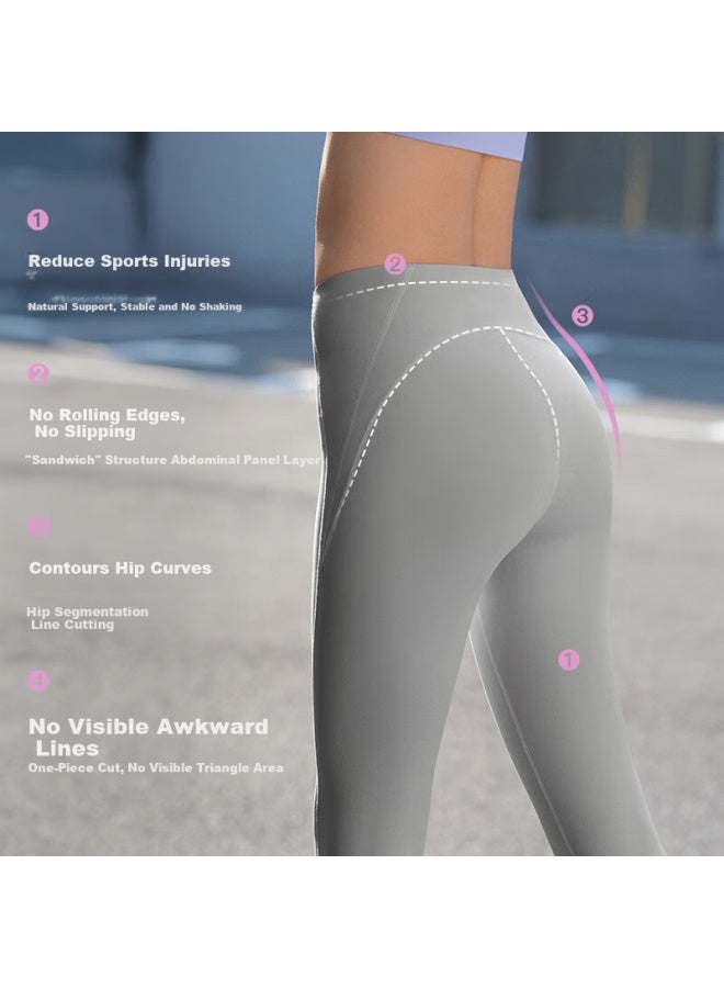 Ubras New Small Mousse Waist Support Sports Nine-point Yoga Leggings Comfortable Women's Pants Tranquil Gray XL - Image 2