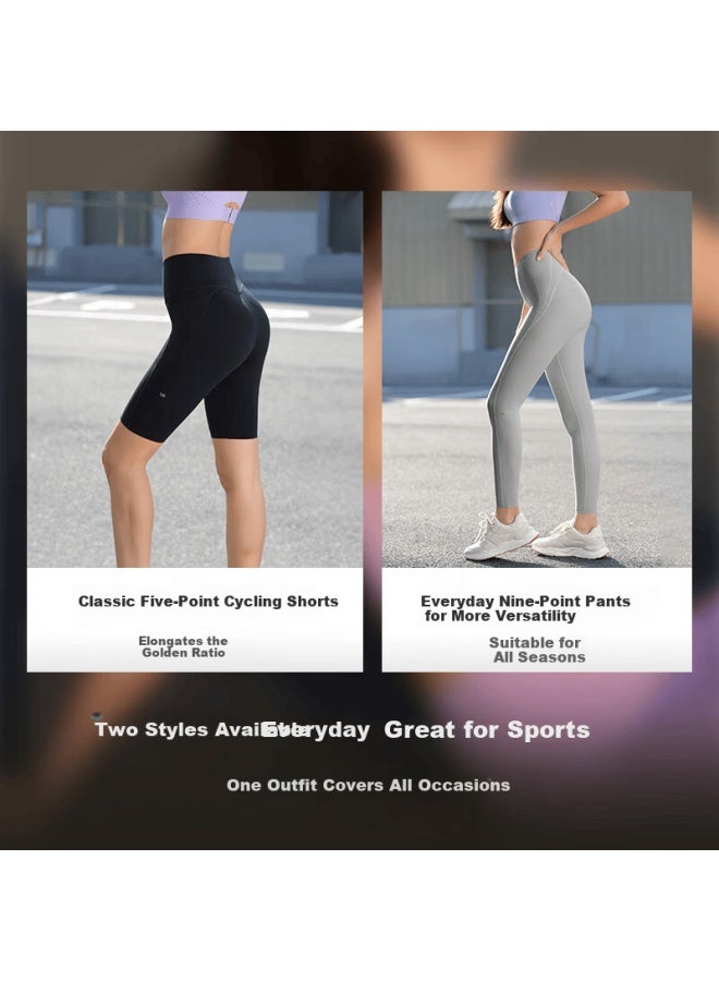 Ubras New Small Mousse Waist Support Sports Nine-point Yoga Leggings Comfortable Women's Pants Tranquil Gray XL - Image 4