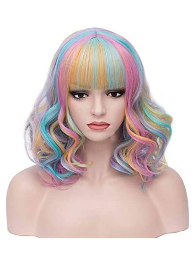 BERON Short Curly Charming Synthetic Wig Multicolour 14inch
